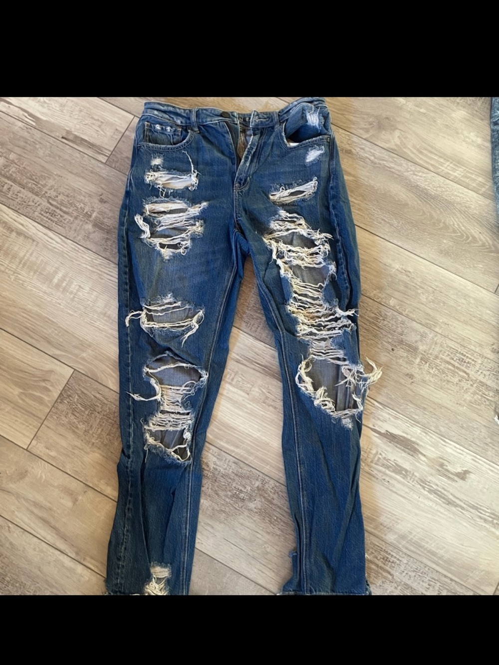 American Eagle Outfitters Ripped Boyfriend Jeans - Dark Blue